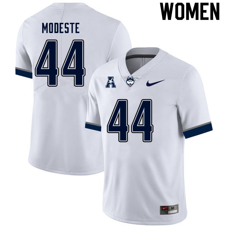 Women #44 Max Modeste Uconn Huskies College Football Jerseys Sale-White - Click Image to Close